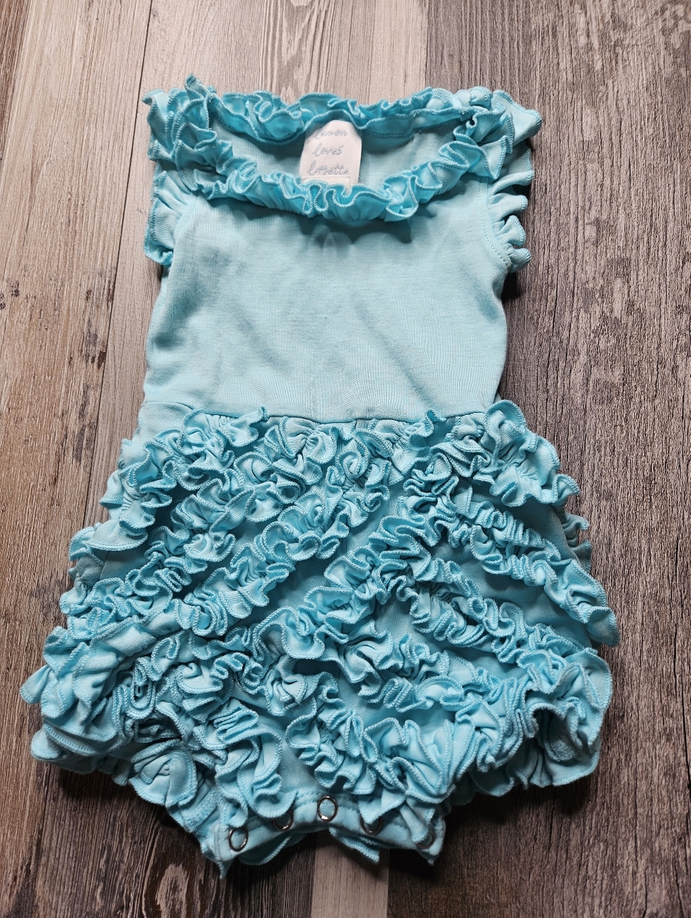 Lemon Loves Layette 0-3 Months One Piece Ruffle Butt Teal